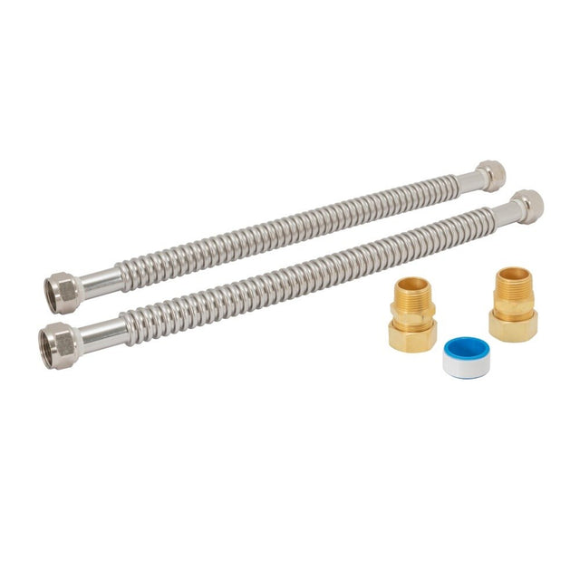 Eastman 48281 Electric Water Heater Installation Kit with 18 in Stainless Steel Connectors