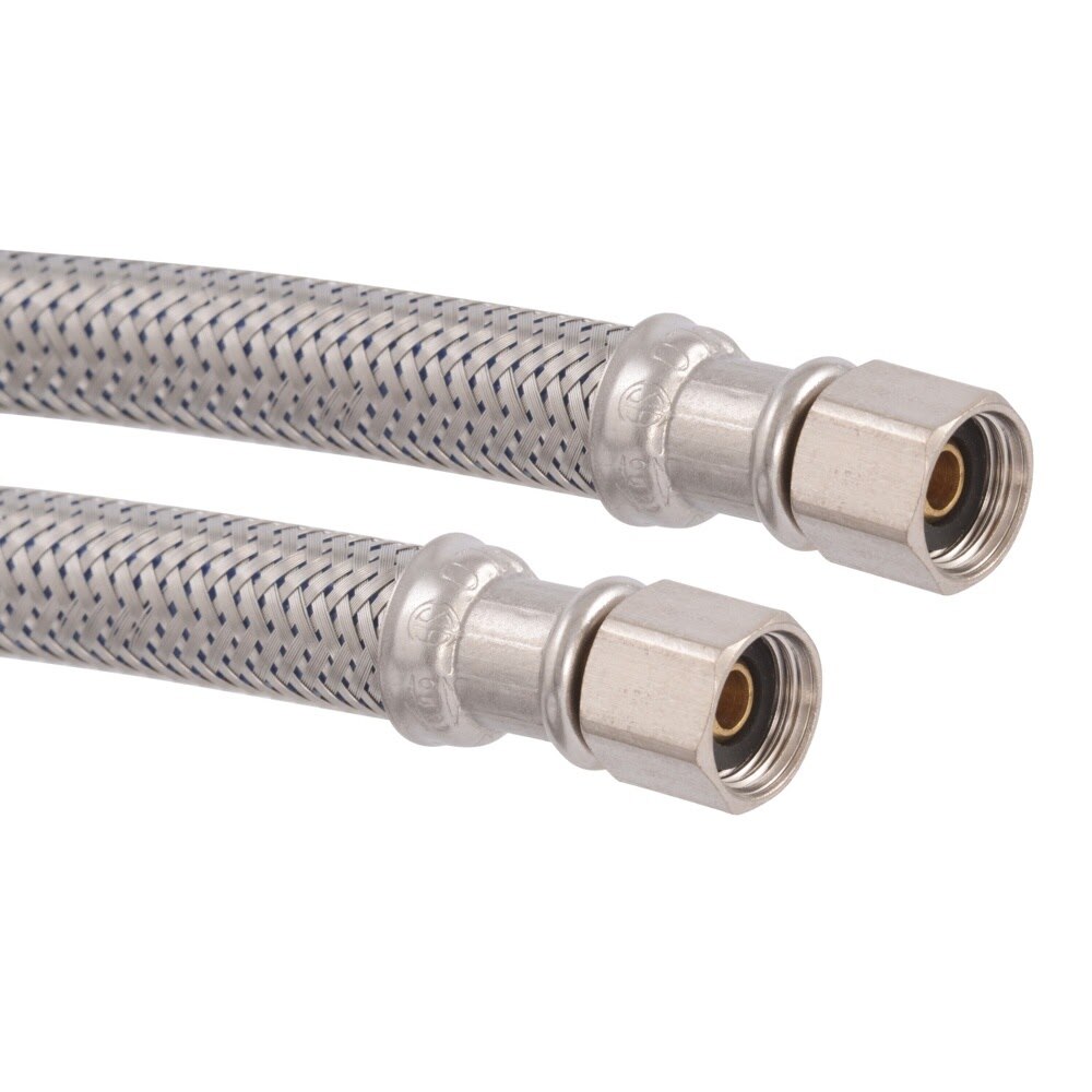 Eastman 48283 8 ft Braided Stainless Steel Ice Maker Supply Line with 1/4 in Compression Ends - 2