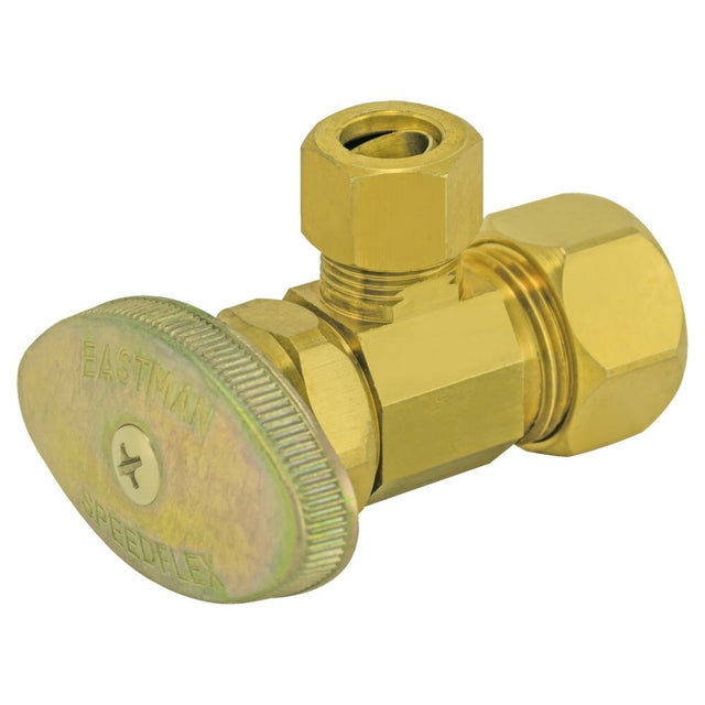 Eastman 48284LF 3/8 in OD x 5/8 in Compression Multi Turn Angle Stop Valve Rough Brass