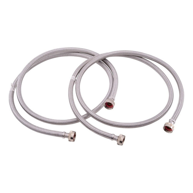 Eastman 48372 6 ft. Braided Stainless Steel Washing Machine Hoses with 3/4 in. FHT Ends (2 Pack)