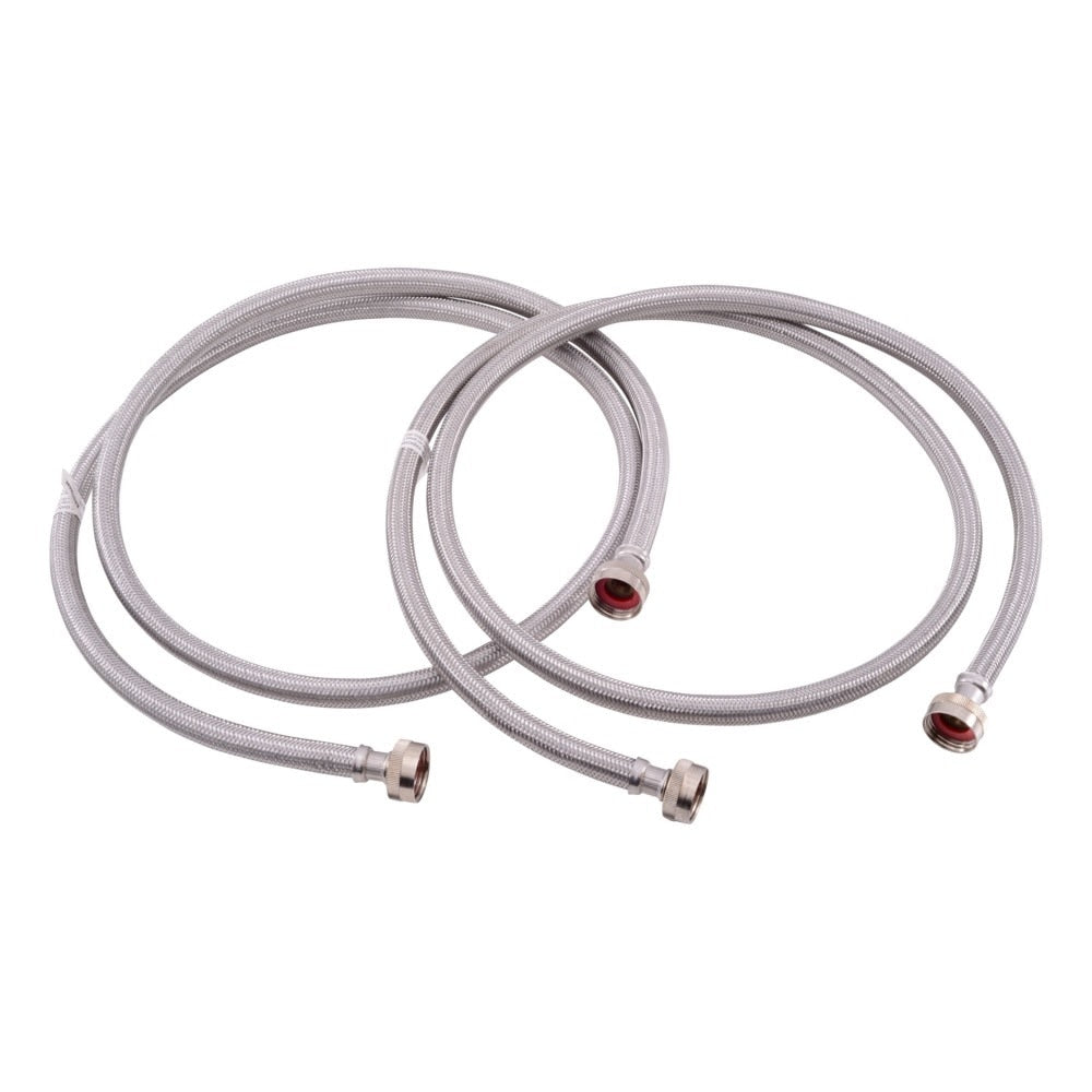 Eastman 48372 6 ft. Braided Stainless Steel Washing Machine Hoses with 3/4 in. FHT Ends (2 Pack)