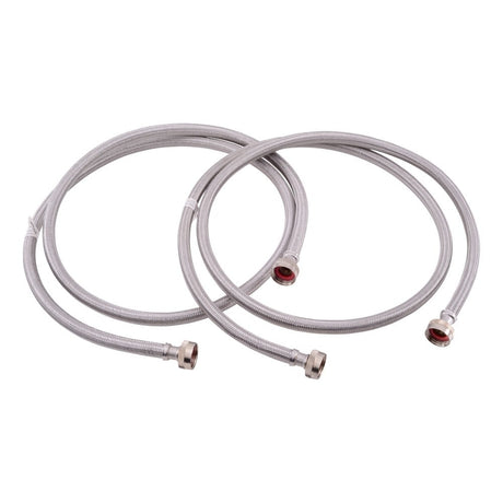 Eastman 48372 6 ft. Braided Stainless Steel Washing Machine Hoses with 3/4 in. FHT Ends (2 Pack)
