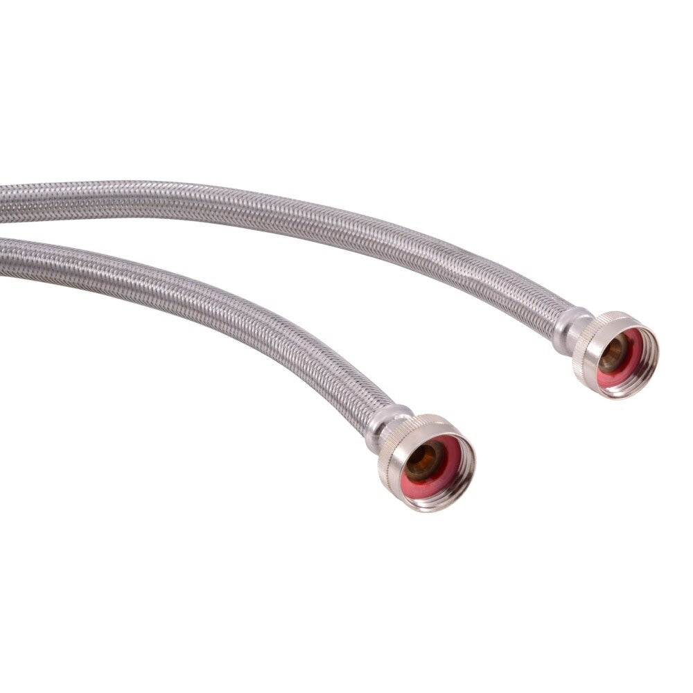 Eastman 48372 6 ft. Braided Stainless Steel Washing Machine Hoses with 3/4 in. FHT Ends (2 Pack) - 2