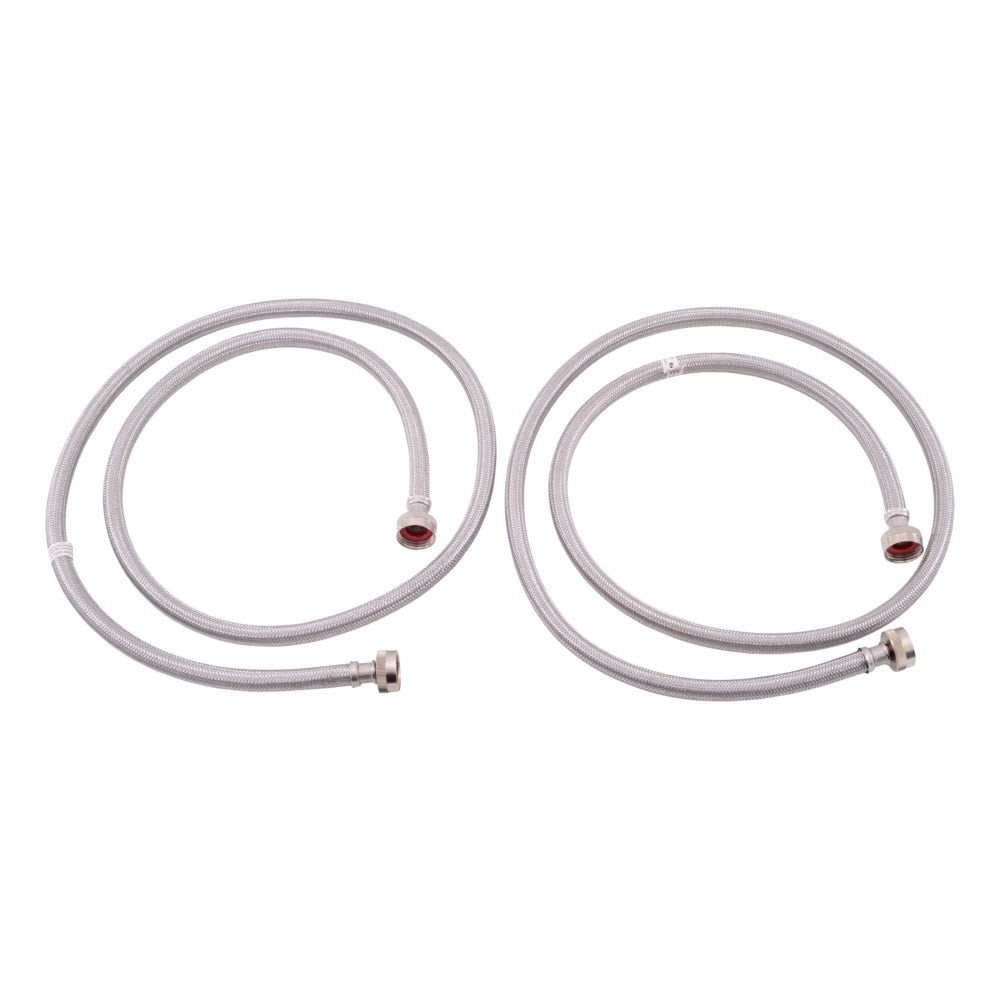 Eastman 48372 6 ft. Braided Stainless Steel Washing Machine Hoses with 3/4 in. FHT Ends (2 Pack) - 3