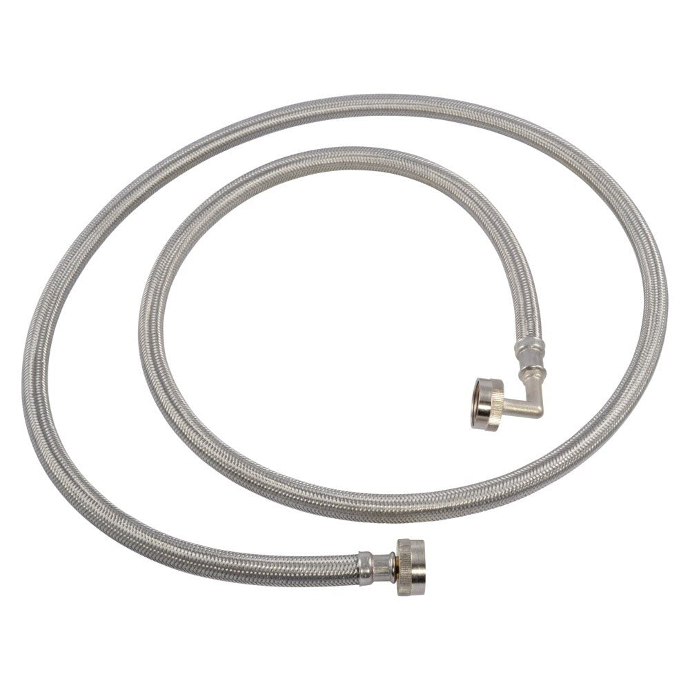 Eastman 48375 3/4 in FHT 6 ft Braided Stainless Steel Washing Machine Connector with Elbow - 3