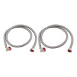 Eastman 48376 4 ft Braided Stainless Steel Washing Machine Hoses with 90 Degree Elbows (2 Pack)