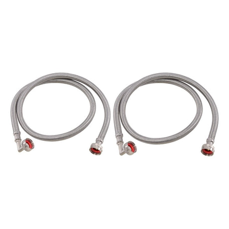 Eastman 48376 4 ft Braided Stainless Steel Washing Machine Hoses with 90 Degree Elbows (2 Pack)
