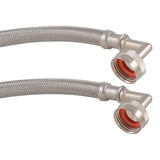 Eastman 48376 4 ft Braided Stainless Steel Washing Machine Hoses with 90 Degree Elbows (2 Pack) - 2