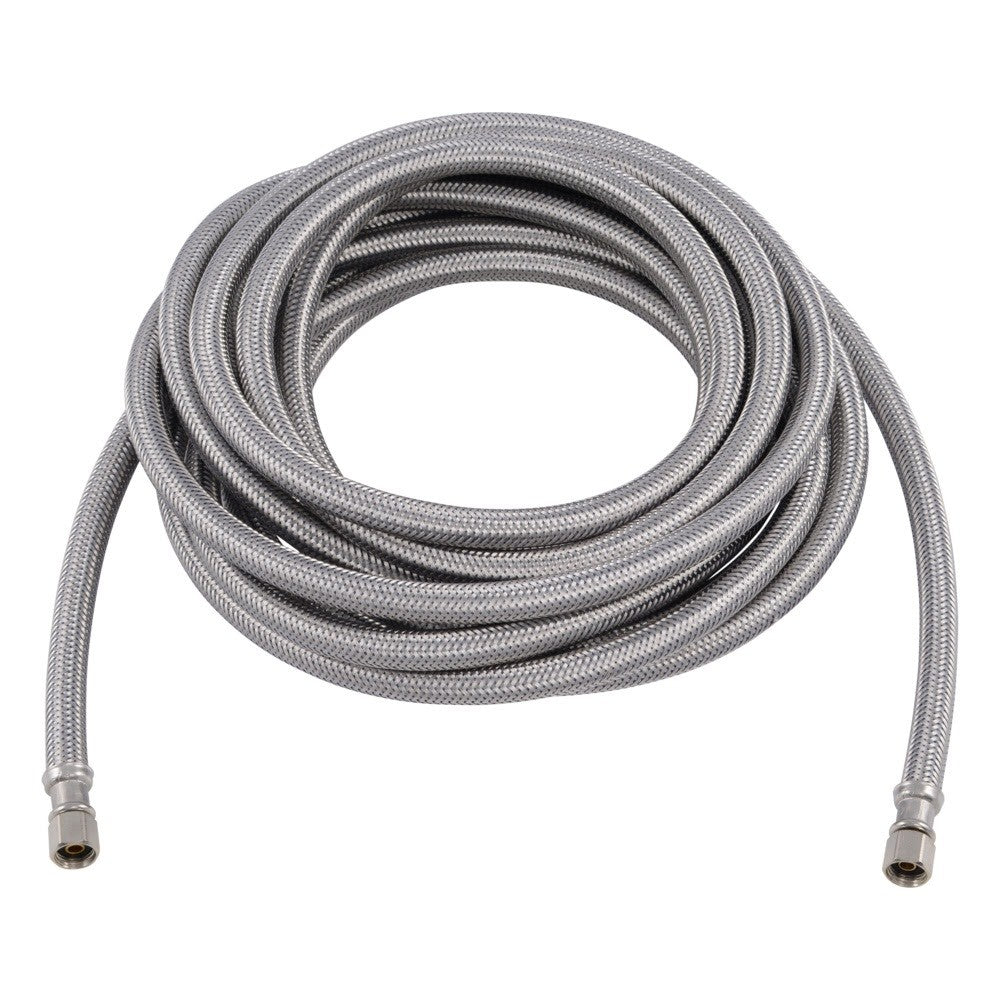 Eastman 48391 20 ft Braided Stainless Steel Ice Maker Connector with 1/4 in Comp x 1/4 in Comp Ends