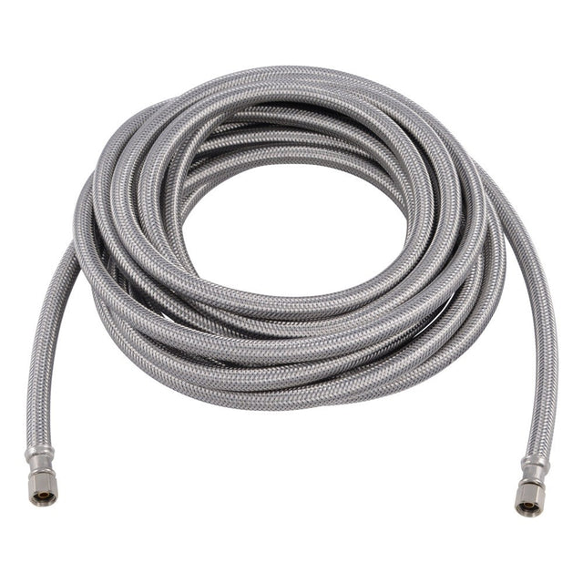 Eastman 48391 20 ft Braided Stainless Steel Ice Maker Connector with 1/4 in Comp x 1/4 in Comp Ends