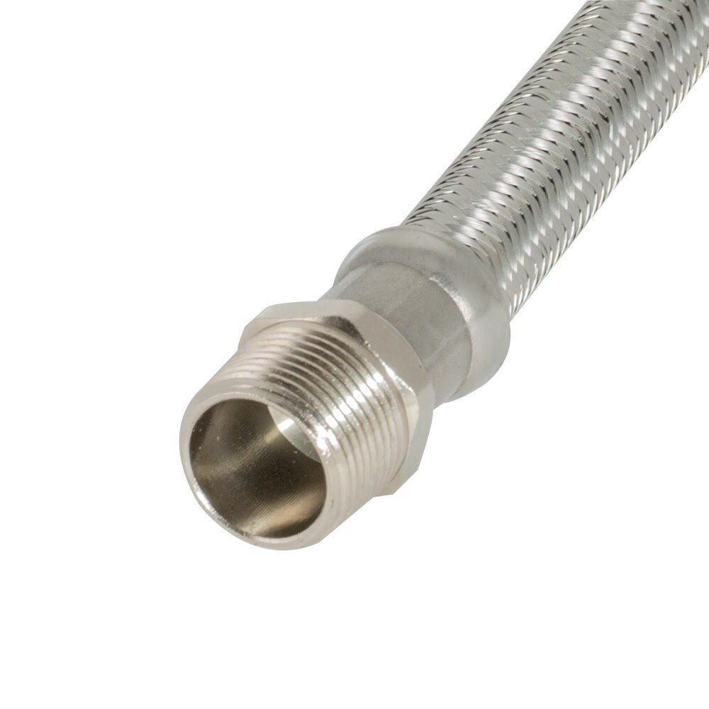 Eastman 48573 12 in. Braided Stainless Steel PVC Water Heater Connector with 3/4 in. MIP x 3/4 in. FIP Swivel