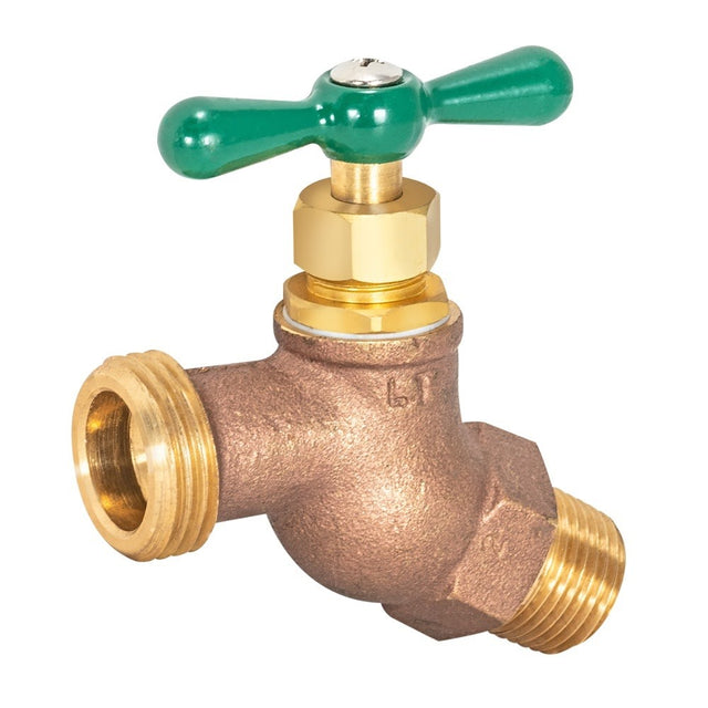 Eastman 48626 1/2 in MIP x 3/4 in MHT Heavy Pattern Brass No-Kink Hose Bibb