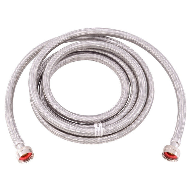 Eastman 48640 10 ft Stainless Steel Washing Machine Hose with Female Hose Thread Connections
