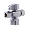 Eastman 48651LF 3/8 in. OD x 3/8 in. OD x 1/2 in. FIP Quarter Turn Dual Outlet Stop Valve