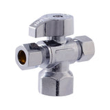 Eastman 48651LF 3/8 in. OD x 3/8 in. OD x 1/2 in. FIP Quarter Turn Dual Outlet Stop Valve