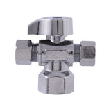 Eastman 48651LF 3/8 in. OD x 3/8 in. OD x 1/2 in. FIP Quarter Turn Dual Outlet Stop Valve - 2