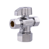 Eastman 48652LF 5/8 in. x 3/8 in. x 3/8 in. Compression 1/4 Turn Dual Outlet Stop Valve