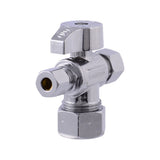 Eastman 48654LF 5/8 in x 3/8 in x 1/4 in Compression Brass Quarter Turn Dual Outlet Stop Valve