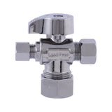 Eastman 48654LF 5/8 in x 3/8 in x 1/4 in Compression Brass Quarter Turn Dual Outlet Stop Valve - 2