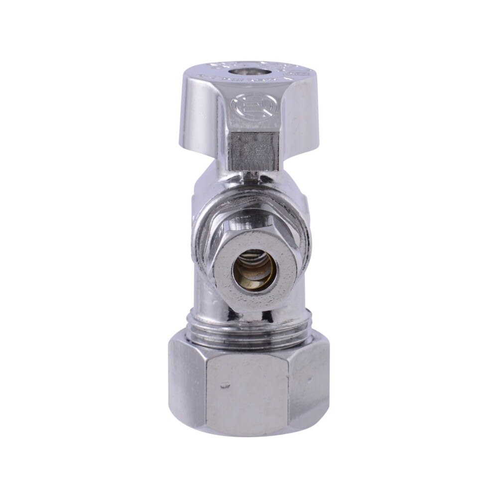 Eastman 48654LF 5/8 in x 3/8 in x 1/4 in Compression Brass Quarter Turn Dual Outlet Stop Valve - 3