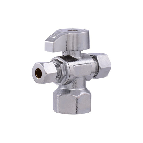 Eastman 48655LF Quarter Turn Dual Outlet Stop Valve with 1/4 in. OD and 3/8 in. OD Outlets x 1/2 in. FIP