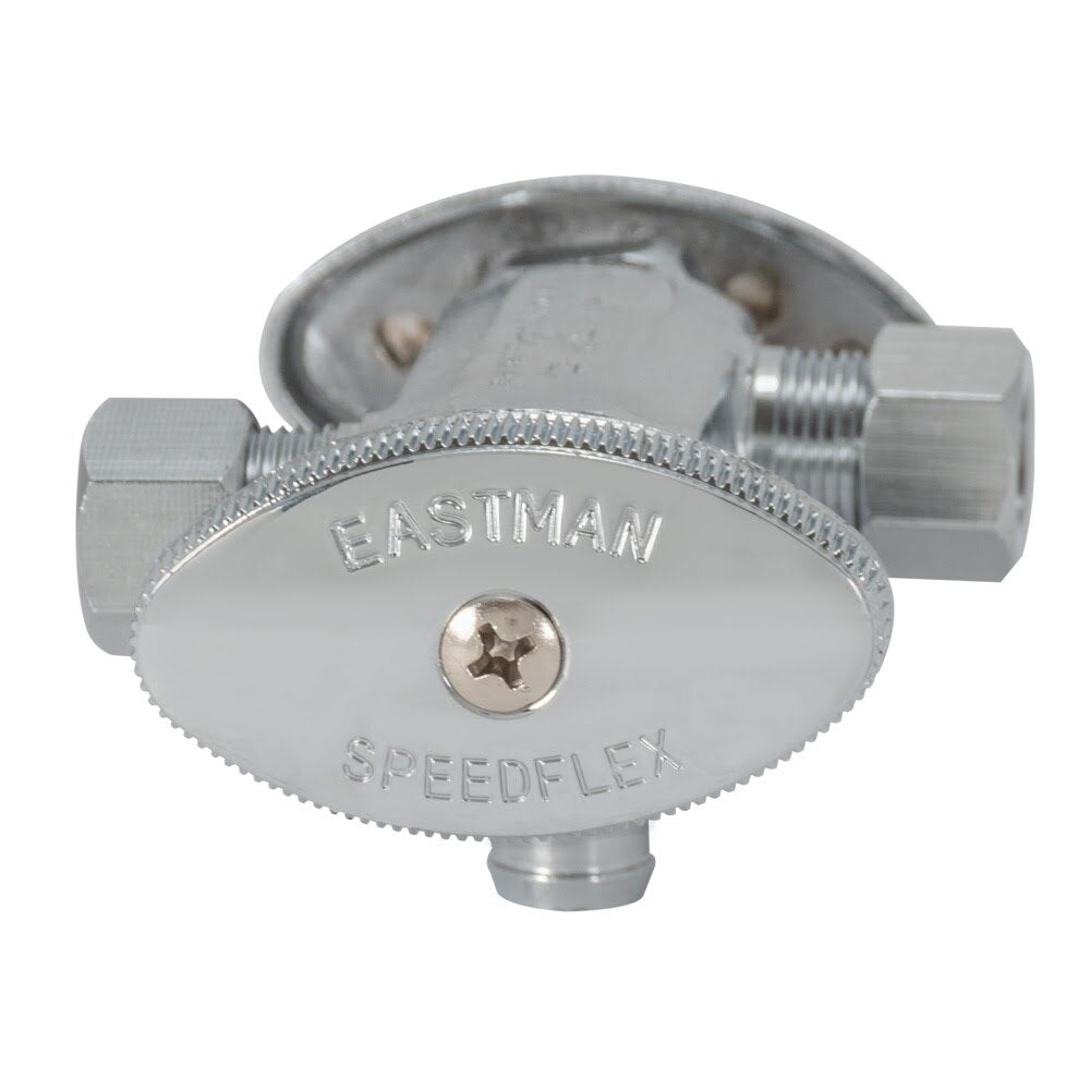 Eastman 48673LF 3/8 in. OD x 3/8 in. OD x 1/2 in. PEX Crimp Dual-Handle Multi-Turn Dual Outlet Stop Valve - 2