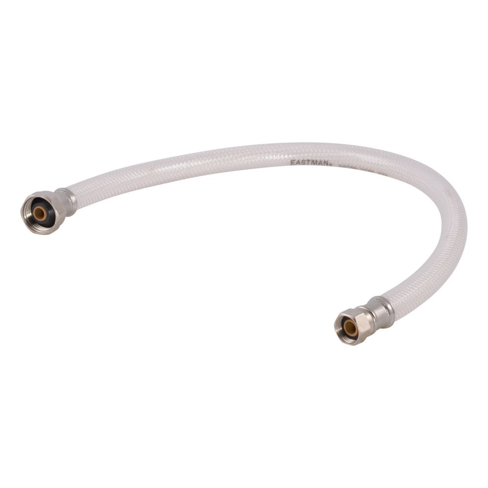 Eastman 48911 1/2 in IPS x 3/8 in Comp x 20 in Flex PVC Faucet Supply Line with Plastic Insert