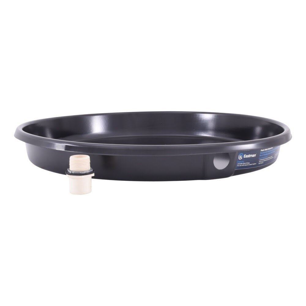 Eastman 60076CPN 20 in. ID Black Plastic Water Heater Drain Pan with 1 in. CPVC Fitting - 3