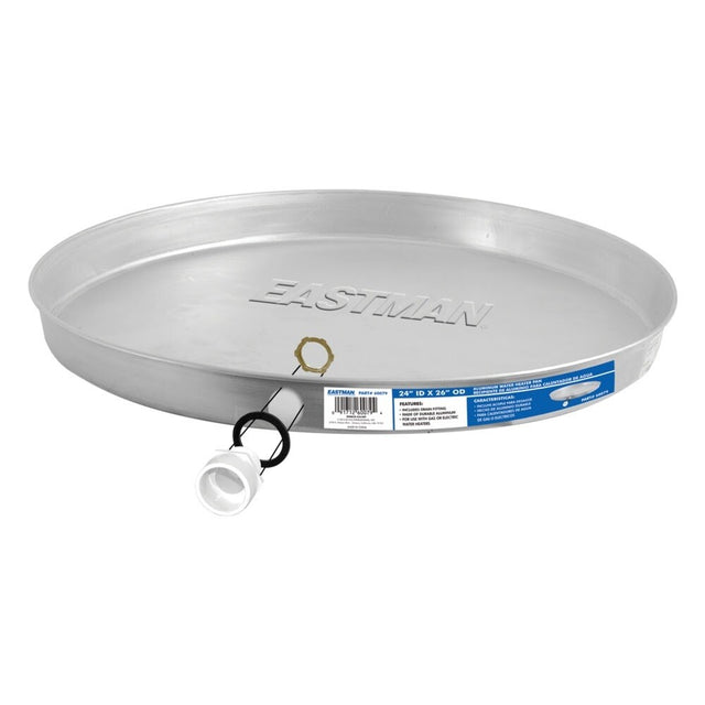 Eastman 60079 24 in ID x 26 in OD Aluminum Water Heater Drain Pan with CPVC Fittings