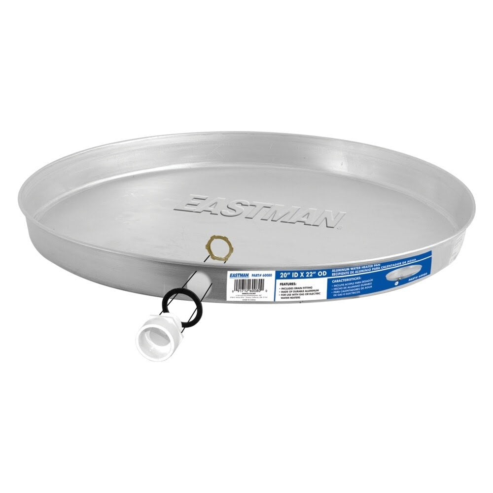Eastman 60080 20 in. ID x 22 in. OD Aluminum Water Heater Drain Pan with CPVC Fitting