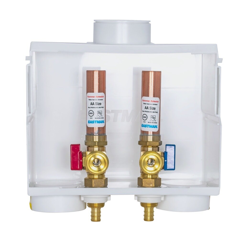 Eastman 60230 1/2 in Crimp PEX Dual Drain Washing Machine Outlet Box with Hammer Arrestors - 3