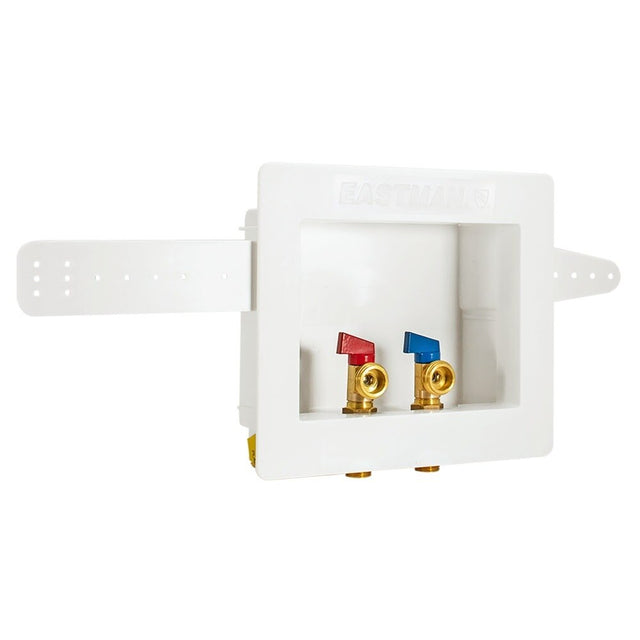 Eastman 60243 1/2 in. Sweat Dual-Drain Washing Machine Outlet Box with Ball Valves
