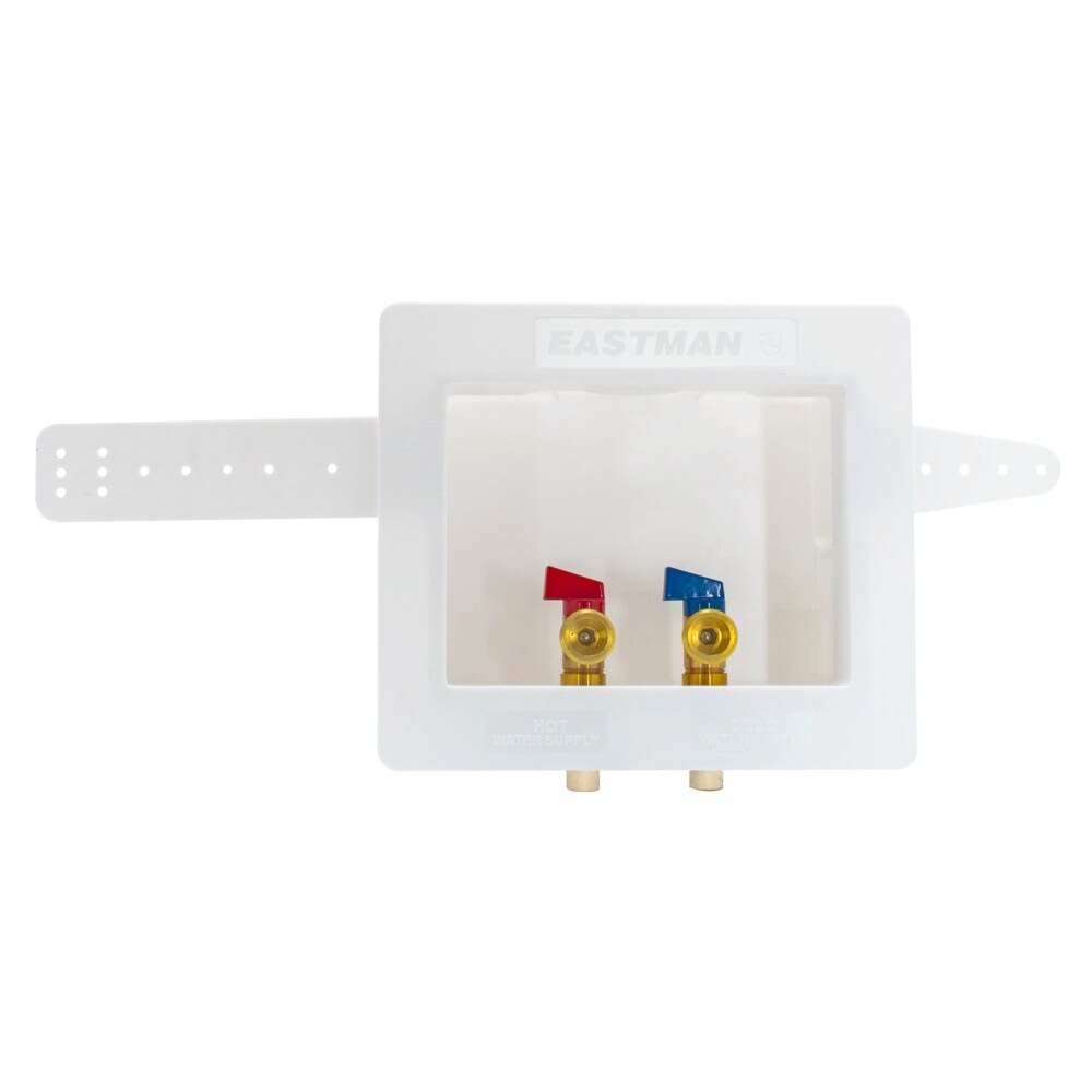 Eastman 60244 1/2 in. CPVC Dual Drain Washing Machine Outlet Box with Hot and Cold Ball Valves - 2