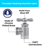 Eastman 60303 1/2 in. FIP x 3/4 in. MHT Chrome Plated Brass Multi Turn Washing Machine Valve - 2