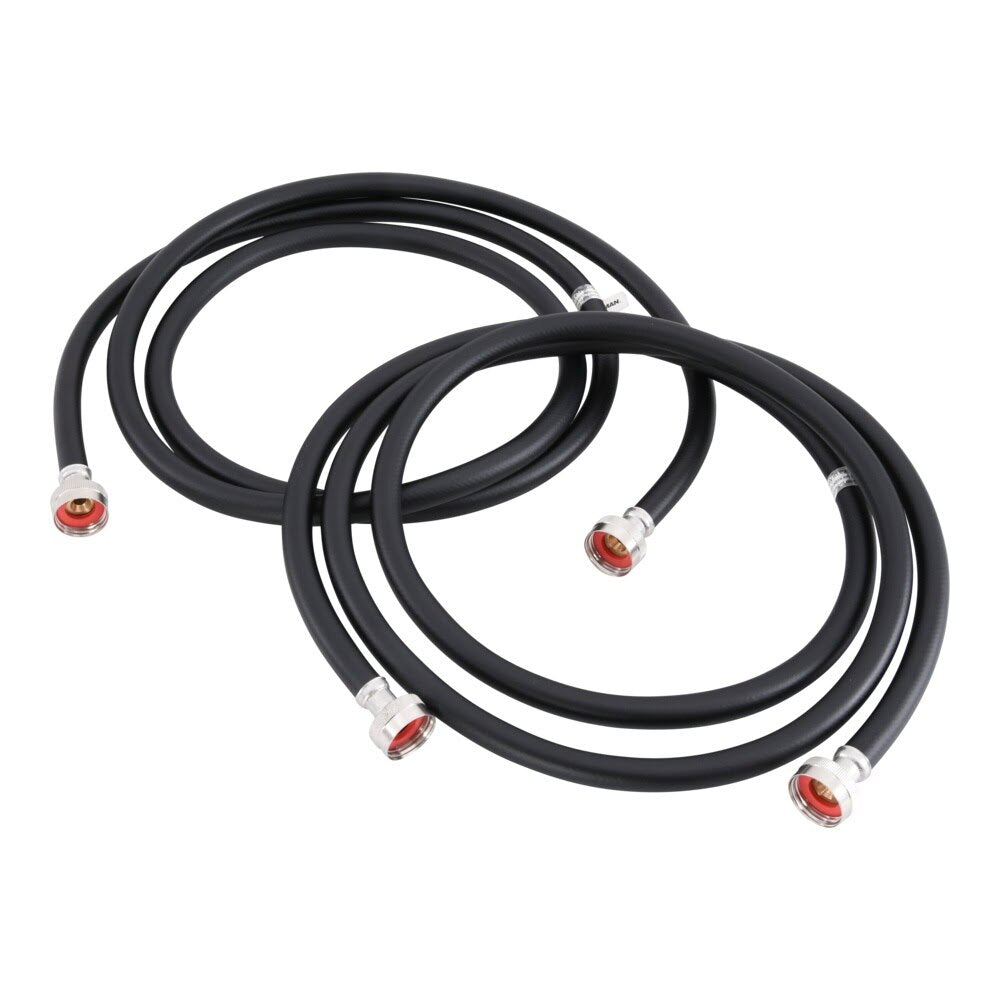 Eastman 60304P 8 ft Black PVC Washing Machine Hoses with Brass Fittings (2 Pack)