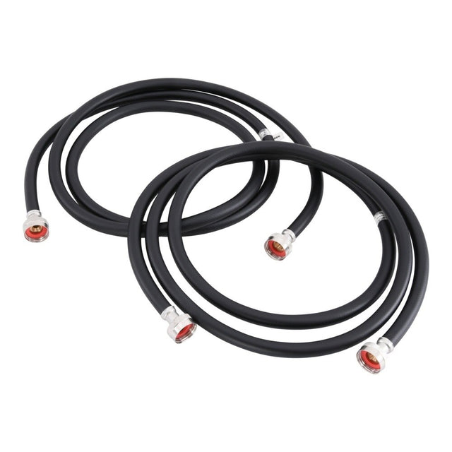 Eastman 60304P 8 ft Black PVC Washing Machine Hoses with Brass Fittings (2 Pack)
