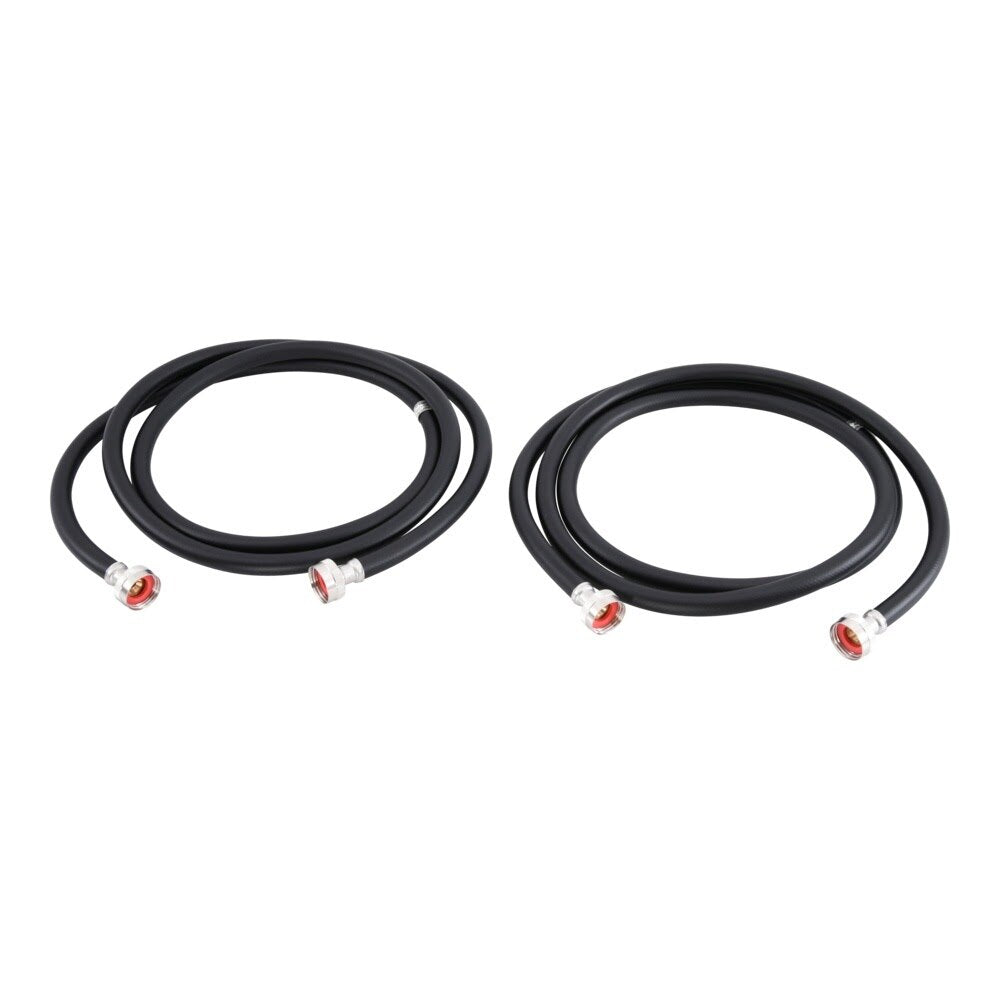 Eastman 60304P 8 ft Black PVC Washing Machine Hoses with Brass Fittings (2 Pack) - 2