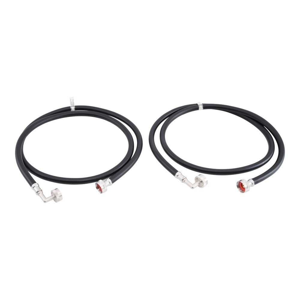 Eastman 60310P 6 ft Black PVC Washing Machine Hoses with Elbows (2 Pack) - 2