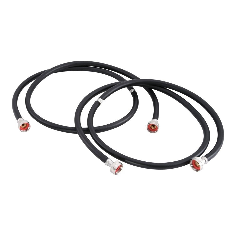 Eastman 60320P 6 ft Black PVC Washing Machine Hoses with Brass Fittings (2 Pack)