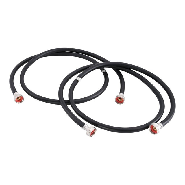 Eastman 60320P 6 ft Black PVC Washing Machine Hoses with Brass Fittings (2 Pack)