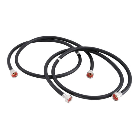 Eastman 60320P 6 ft Black PVC Washing Machine Hoses with Brass Fittings (2 Pack)
