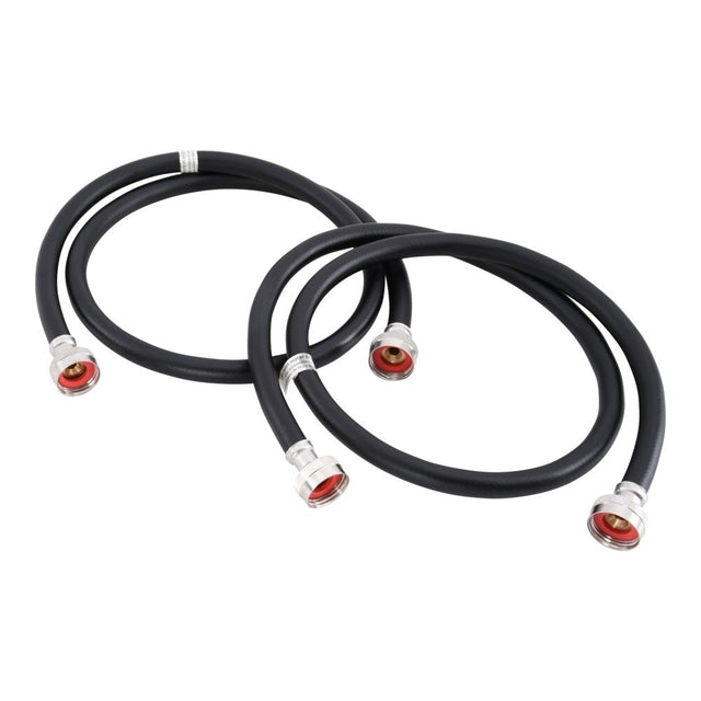 Eastman 60322P 4 ft Black PVC Washing Machine Hoses for Hot and Cold Water Supply (2 Pack)