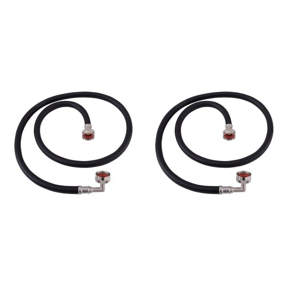 Eastman 60350P 4 ft Black PVC Washing Machine Hoses with 90 Degree Elbows (2 Pack)