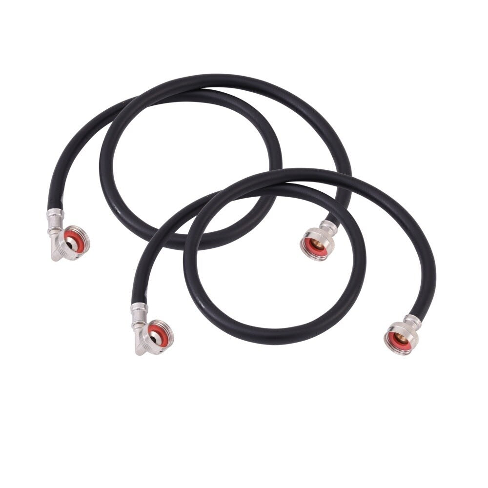 Eastman 60350P 4 ft Black PVC Washing Machine Hoses with 90 Degree Elbows (2 Pack) - 3