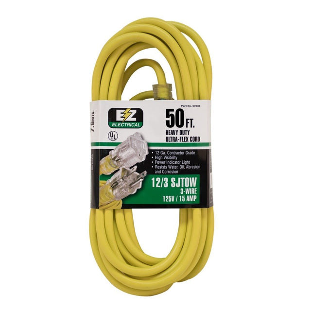 Eastman 60988 50 ft. 12 Gauge 3 Wire SJTOW Heavy Duty Extension Cord with Indicator Light