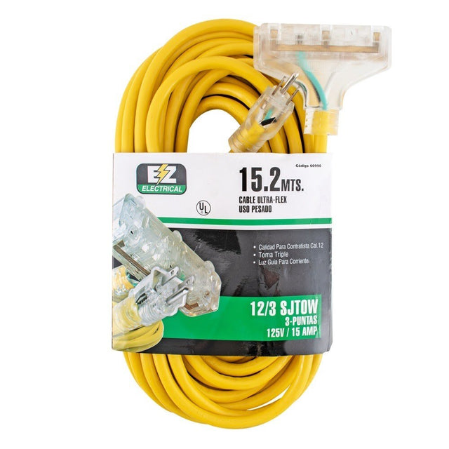 Eastman 60990 50 ft 12 Gauge 3 Wire Triple Outlet Extension Cord with Indicator Light