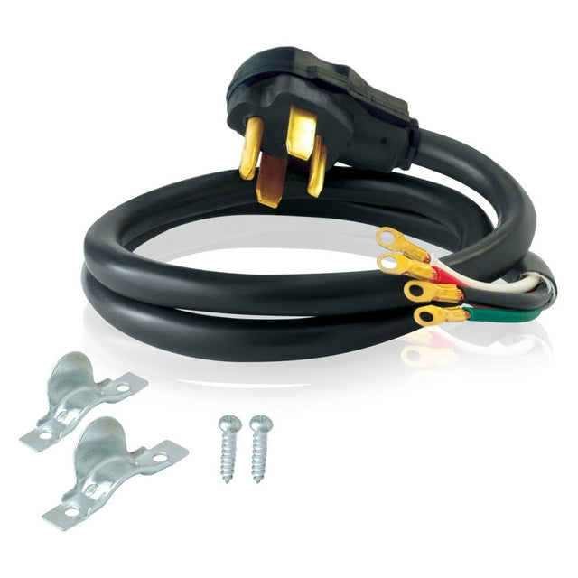 Eastman 61253 4 ft 4 Prong 30 Amp Dryer Cord with Clamp and Screws