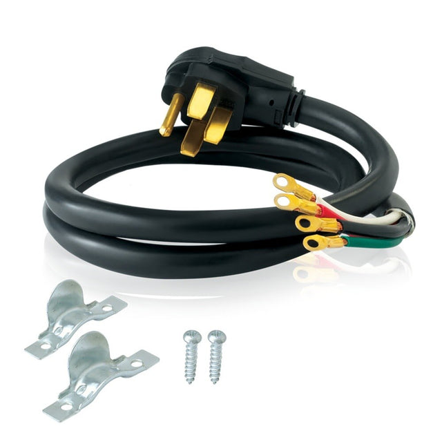 Eastman 61271 4 ft. 4-Prong 40 Amp Range Power Cord with Ring Terminals