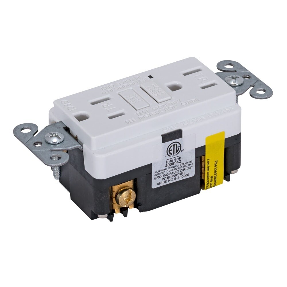 Eastman 62173 15 Amp 125 Volt Tamper Resistant Self Test GFCI Outlet with LED and White Wall Plate - 2