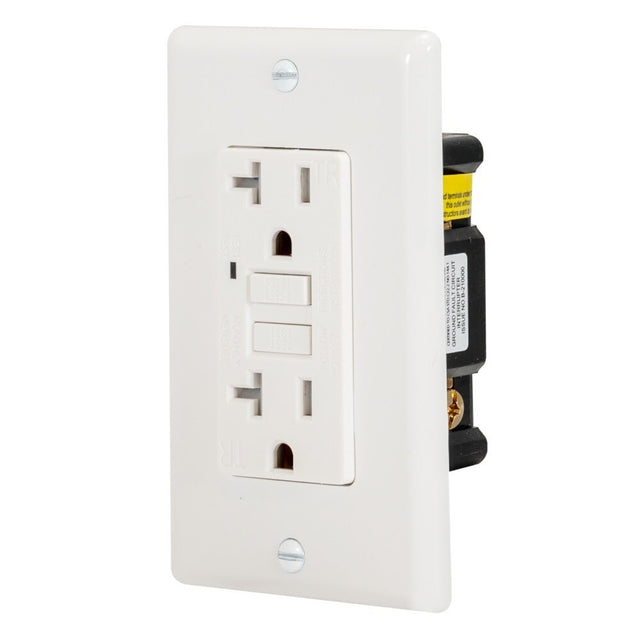 Eastman 62175 20 Amp 125 Volt Tamper Resistant Self Test Slim Duplex GFCI Outlet with Wall Plate